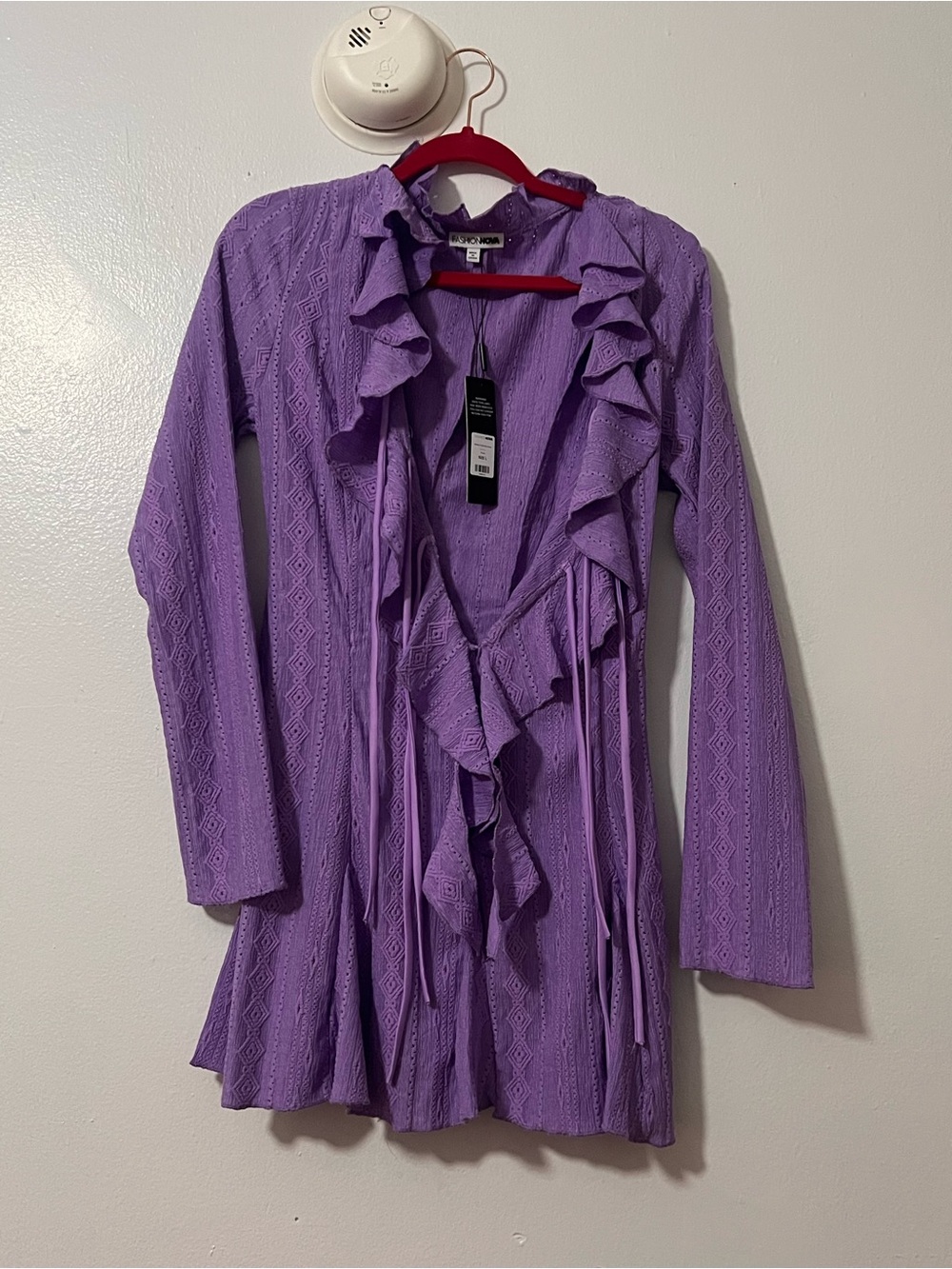 Fashion Nova Lavender Ruffle Long Sleeve Dress